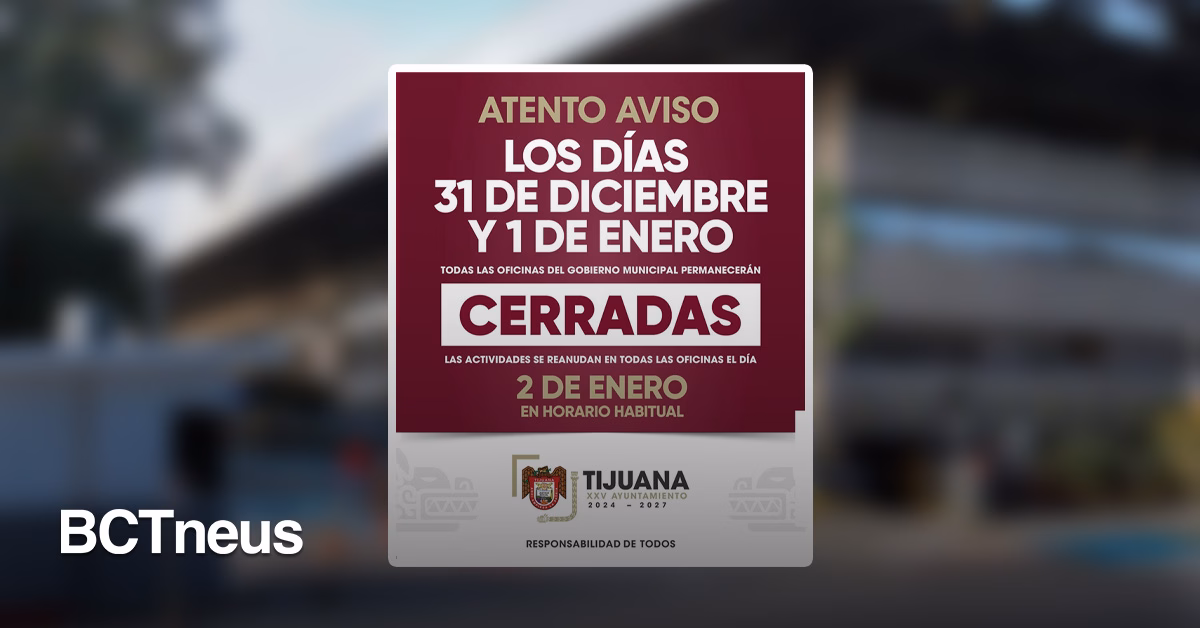 Articulo - Gobierno municipal suspende labores 31 diciembre y 1 enero