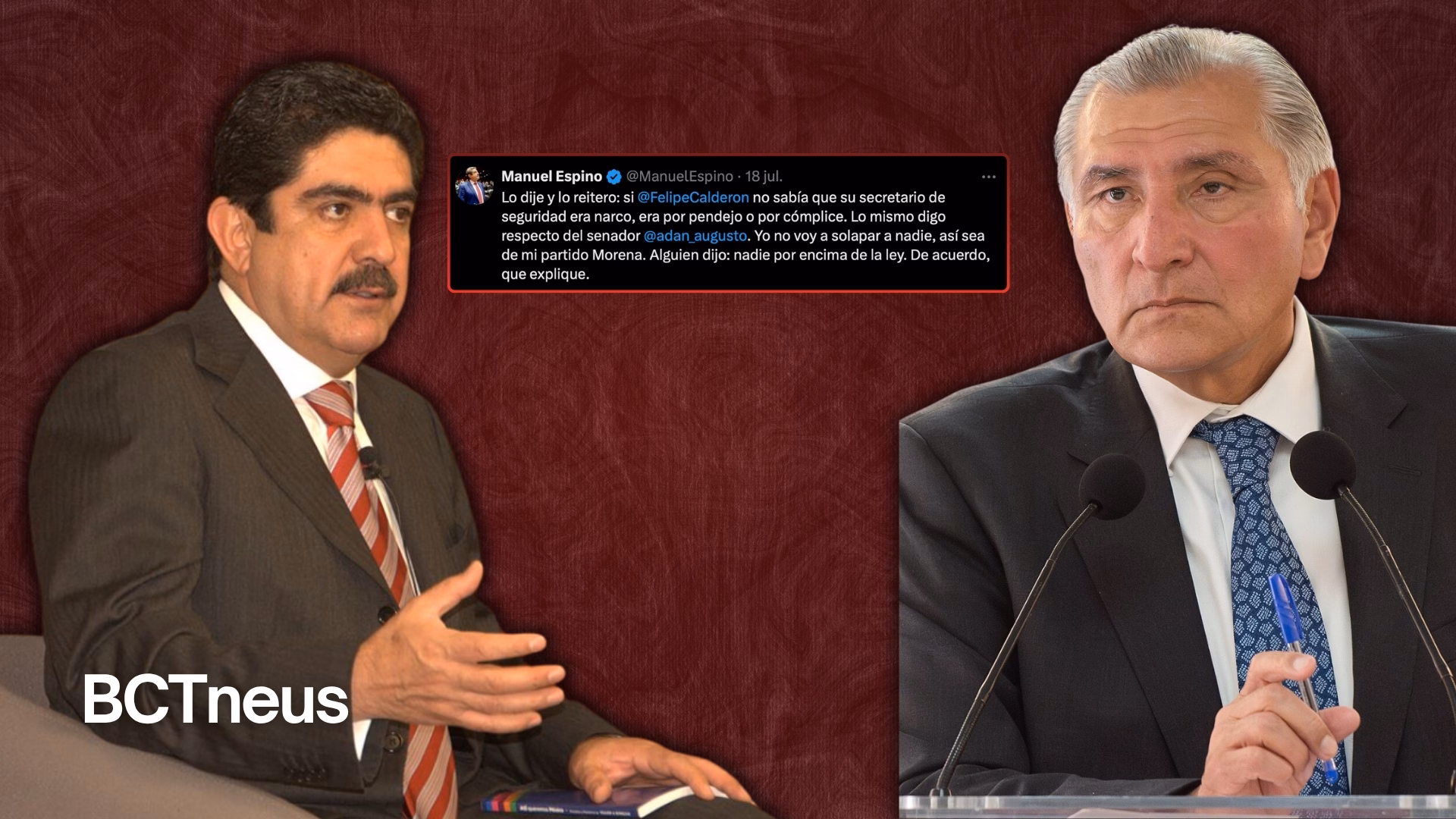 Articulo - "Pendejo o cómplice": Manuel Espino lanza dura crítica contra Adán Augusto 