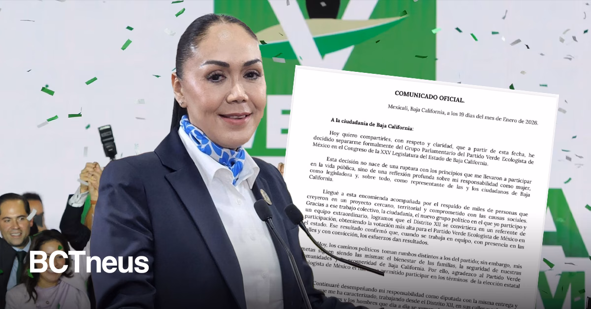 Articulo - Diputada Adriana Padilla se separa del Partido Verde en Congreso de BC